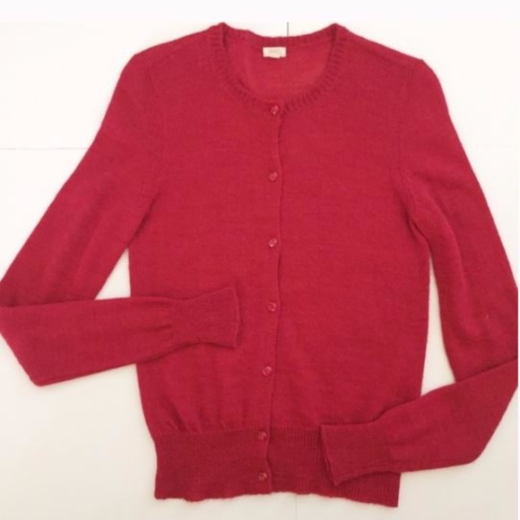 J. Crew Sweaters J Crew Red Alpaca Wool Blend Cardigan Poshmark